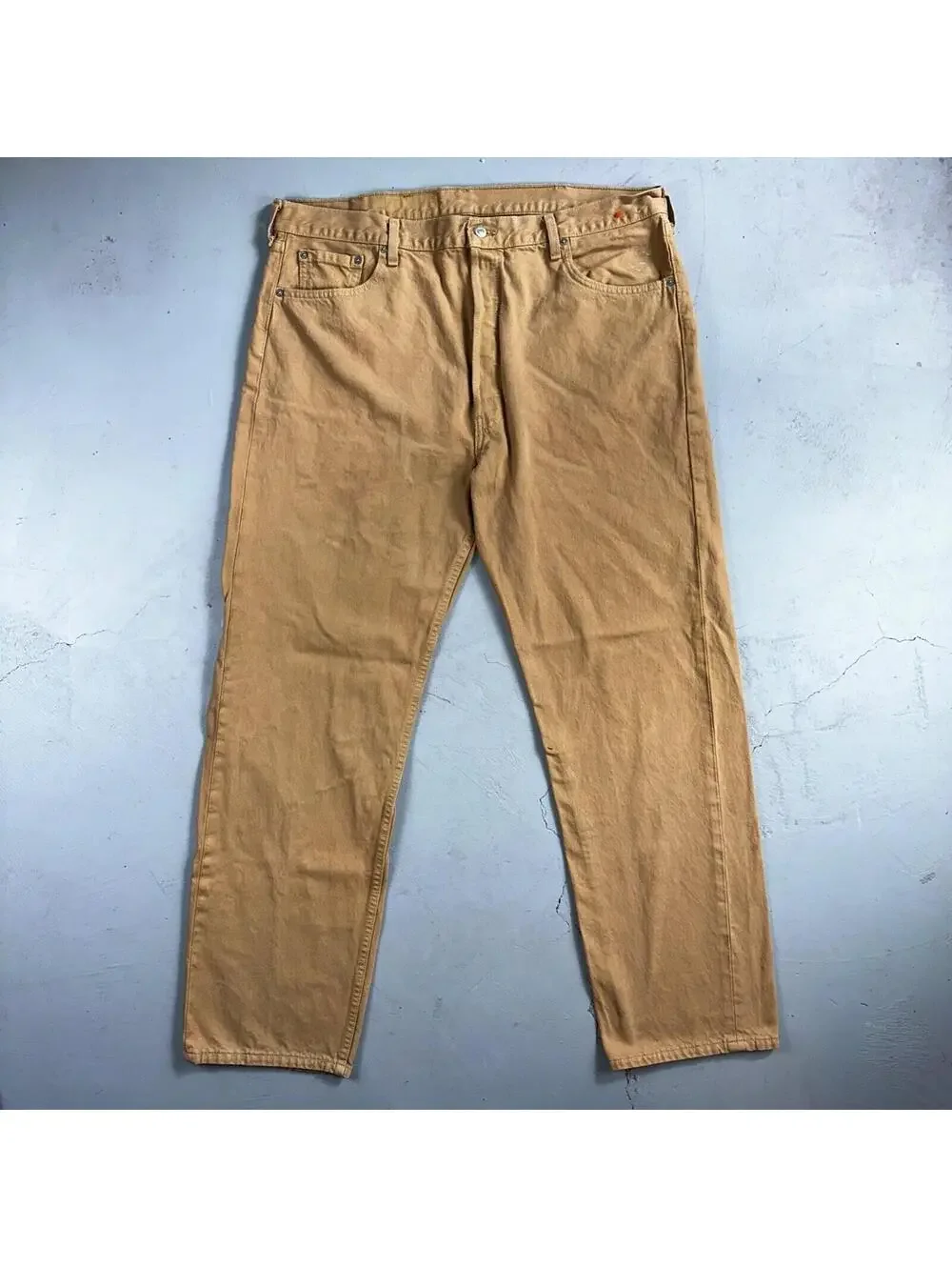 Levis 501 Vintage 90s USA XX Straight Leg Jeans Khaki Brown Wash 42x32 Act 40x32